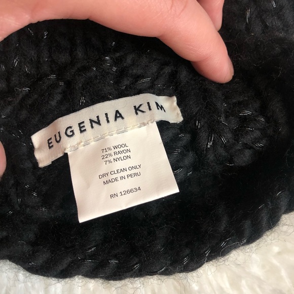 EUGENIA KIM Mimi fox fur pom poms beanie hat - Picture 6 of 8